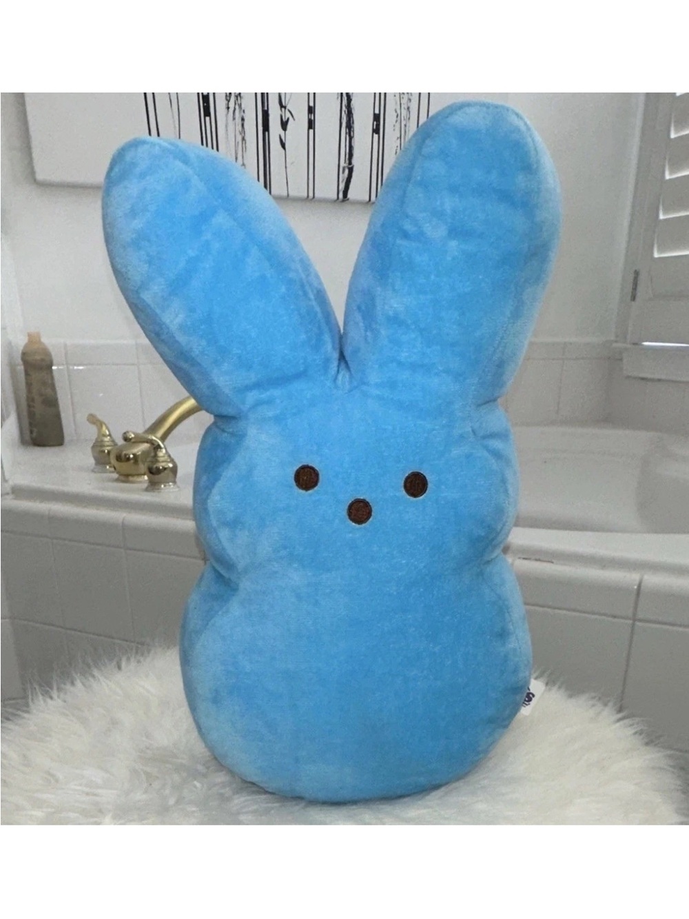 Peeps Blue Bunny Plush Stuffed Animal Large 14in Washable Easter 2024 Age 3+